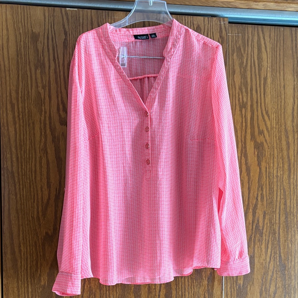a.n.a Coral Button-Up Blouse